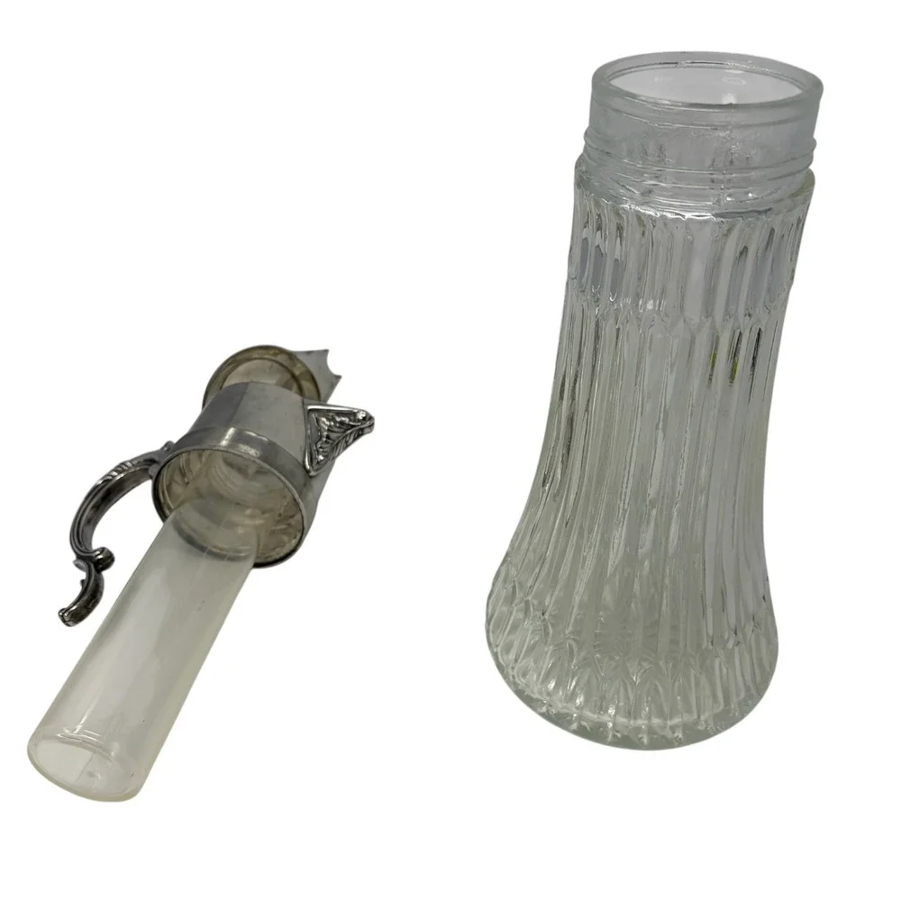 Vintage F.B. Rogers Italy Silver Plate Water Pitcher Ice Tube Glass Carafe 14